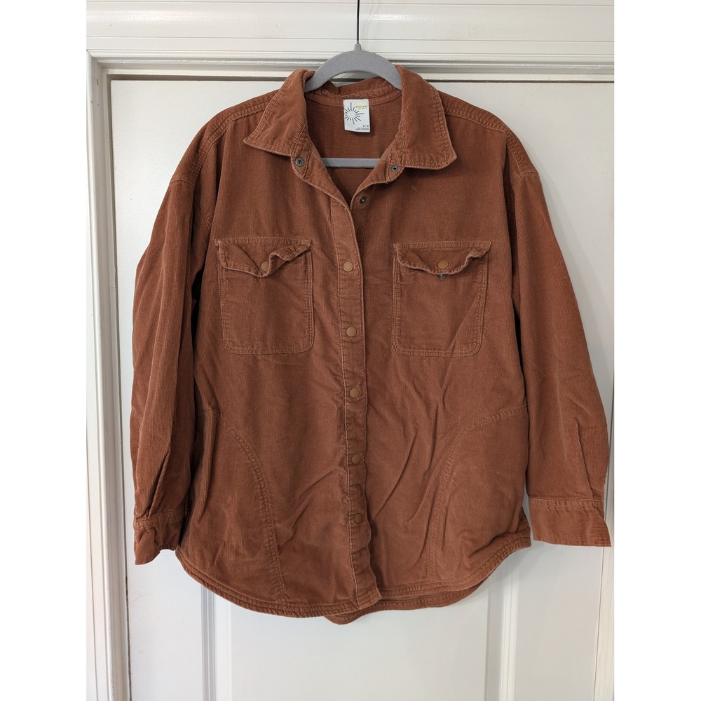 Offline by Aerie Womens Corduroy Shirt Jacket Rust Brown Oversized Shacket M
